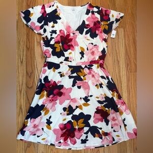Old Navy Women’s Short Sleeve V-Neck  Floral Midi Dress Size Large